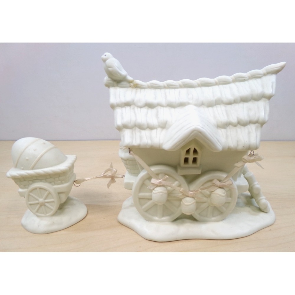 Department 56 Snow Bunnies My Woodland Wagon Parked Robin's Nest‎ Thicket Easter
